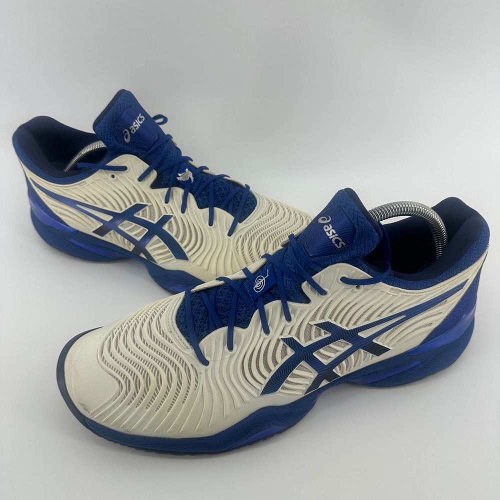 Asics Court FF 2 Tennis Shoes Mens 11 White Blue 1041A089 Novak Djokovic